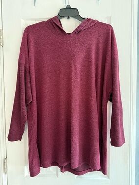 Lane Bryant Burgundy Hooded Scoop-Neck Sweater